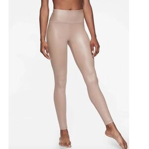 Athleta High Rise‎ Shimmer Leggings Womens Size Medium Taupe Metallic Yoga Pants